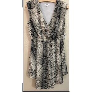 Bar III Womens Snake Python Print Sleeveless V-Neck High-Low Dress Small NEW